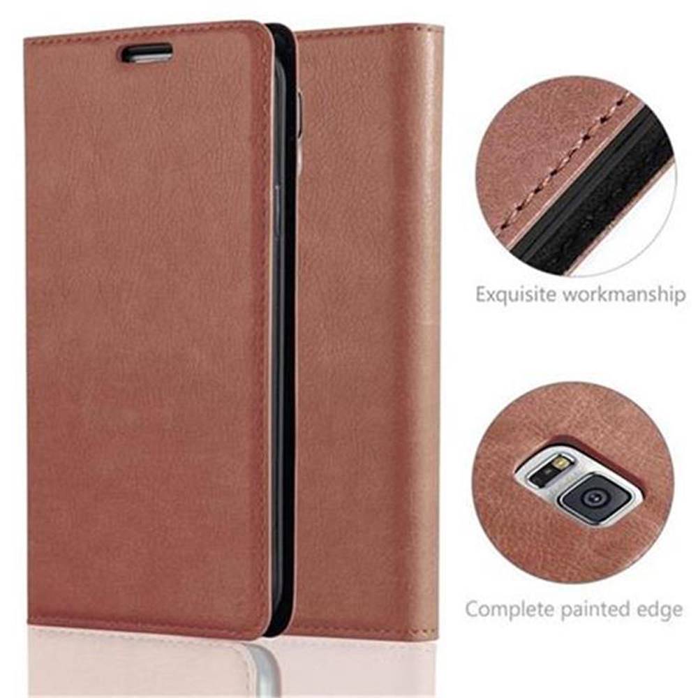 Cadorabo Hülle für Samsung Galaxy S5 / S5 NEO Schutz Hülle in Braun Handyhülle Etui Case Cover Magnetverschluss