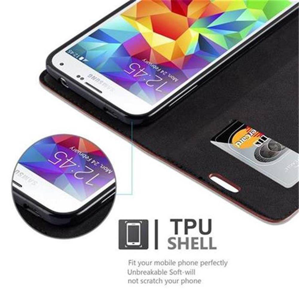Cadorabo Hülle für Samsung Galaxy S5 / S5 NEO Schutz Hülle in Braun Handyhülle Etui Case Cover Magnetverschluss