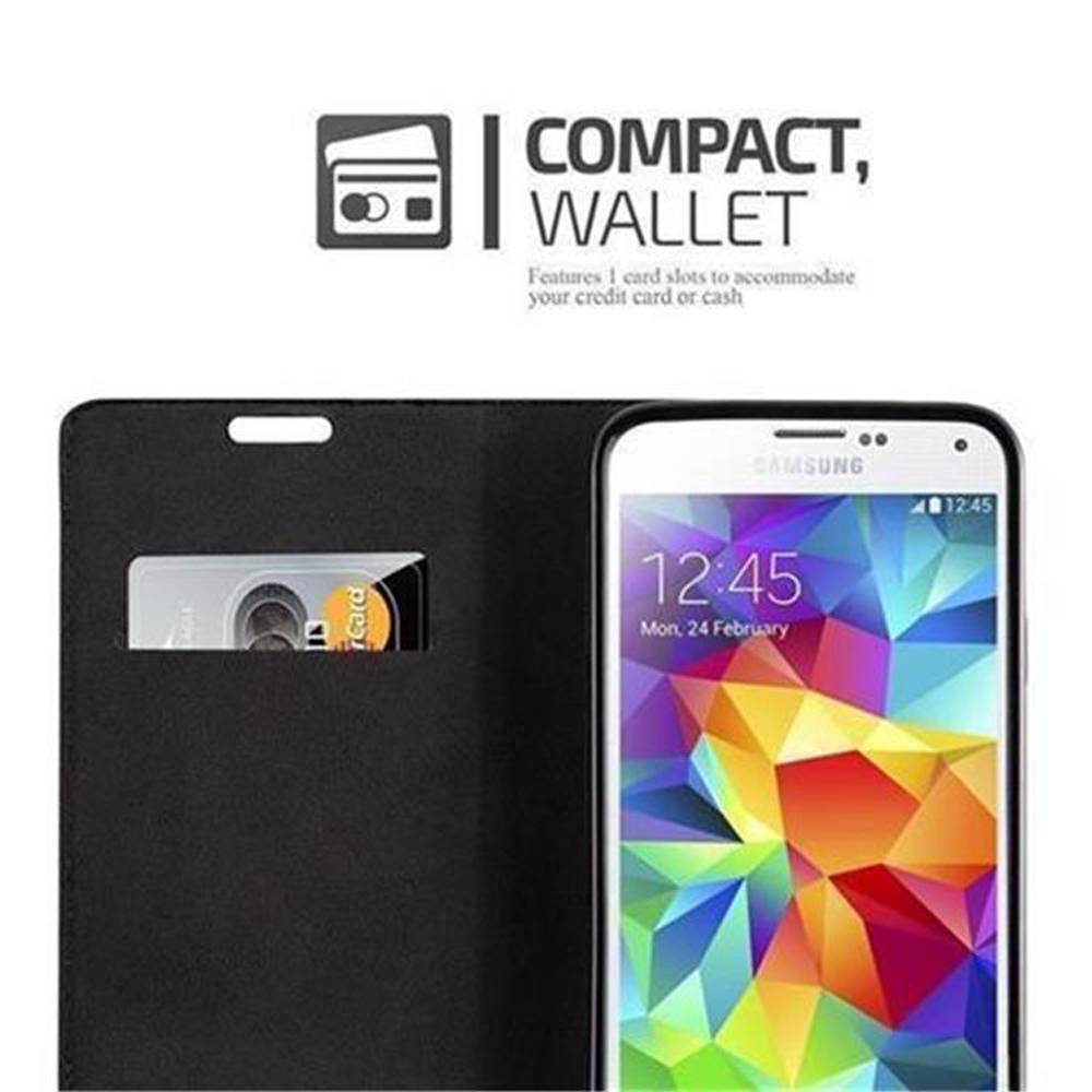 Cadorabo Hülle für Samsung Galaxy S5 / S5 NEO Schutz Hülle in Schwarz Handyhülle Etui Case Cover Magnetverschluss