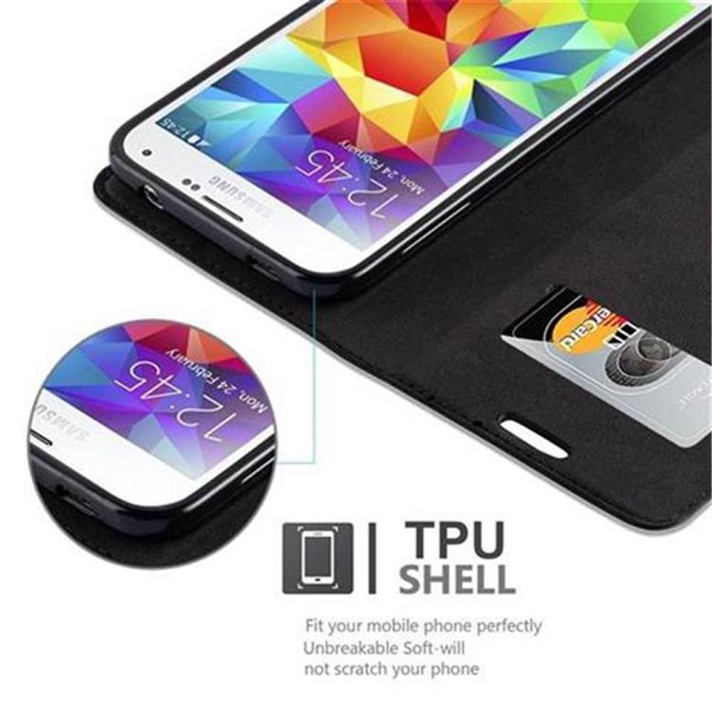 Cadorabo Hülle für Samsung Galaxy S5 / S5 NEO Schutz Hülle in Schwarz Handyhülle Etui Case Cover Magnetverschluss