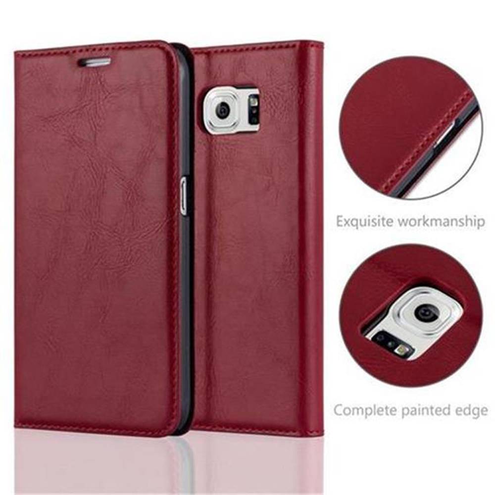Cadorabo Hülle für Samsung Galaxy S6 Schutz Hülle in Rot Handyhülle Etui Case Cover Magnetverschluss