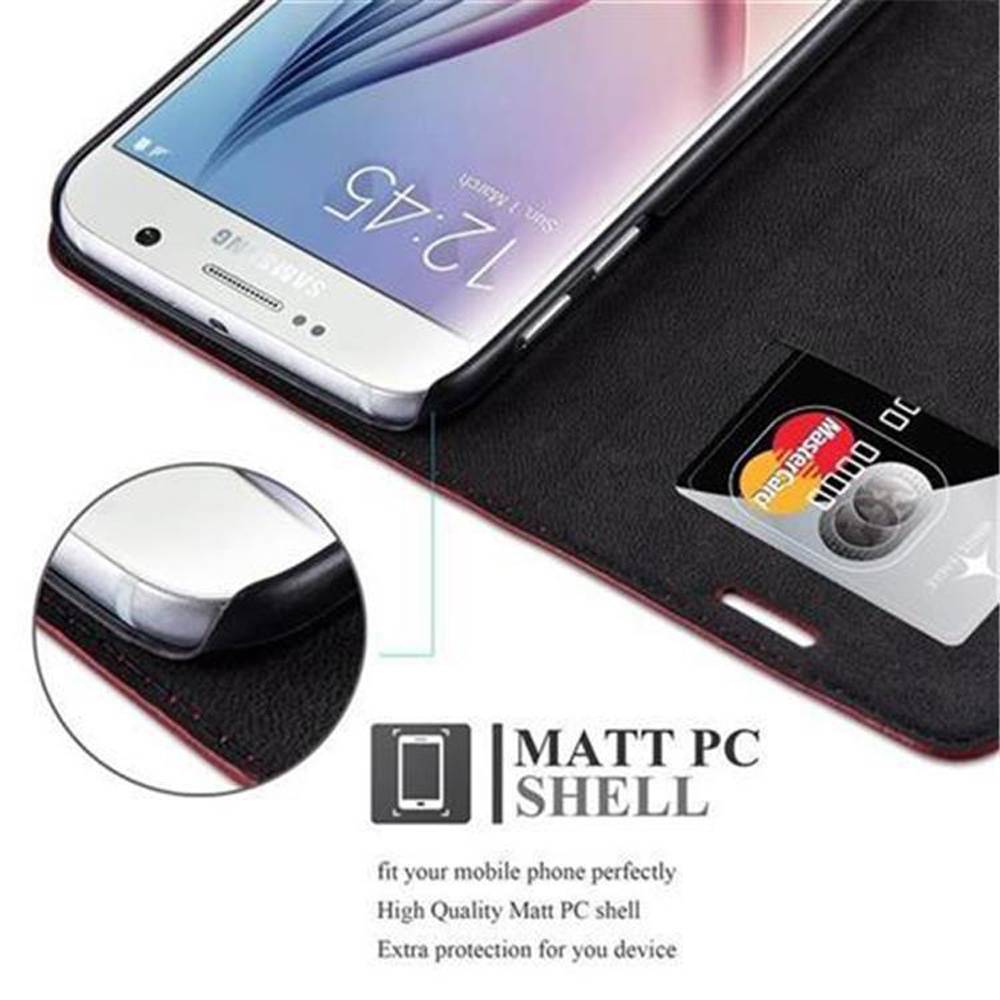 Cadorabo Hülle für Samsung Galaxy S6 Schutz Hülle in Rot Handyhülle Etui Case Cover Magnetverschluss