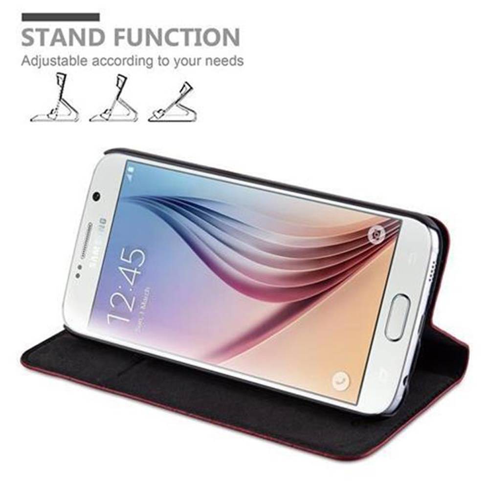 Cadorabo Hülle für Samsung Galaxy S6 Schutz Hülle in Rot Handyhülle Etui Case Cover Magnetverschluss