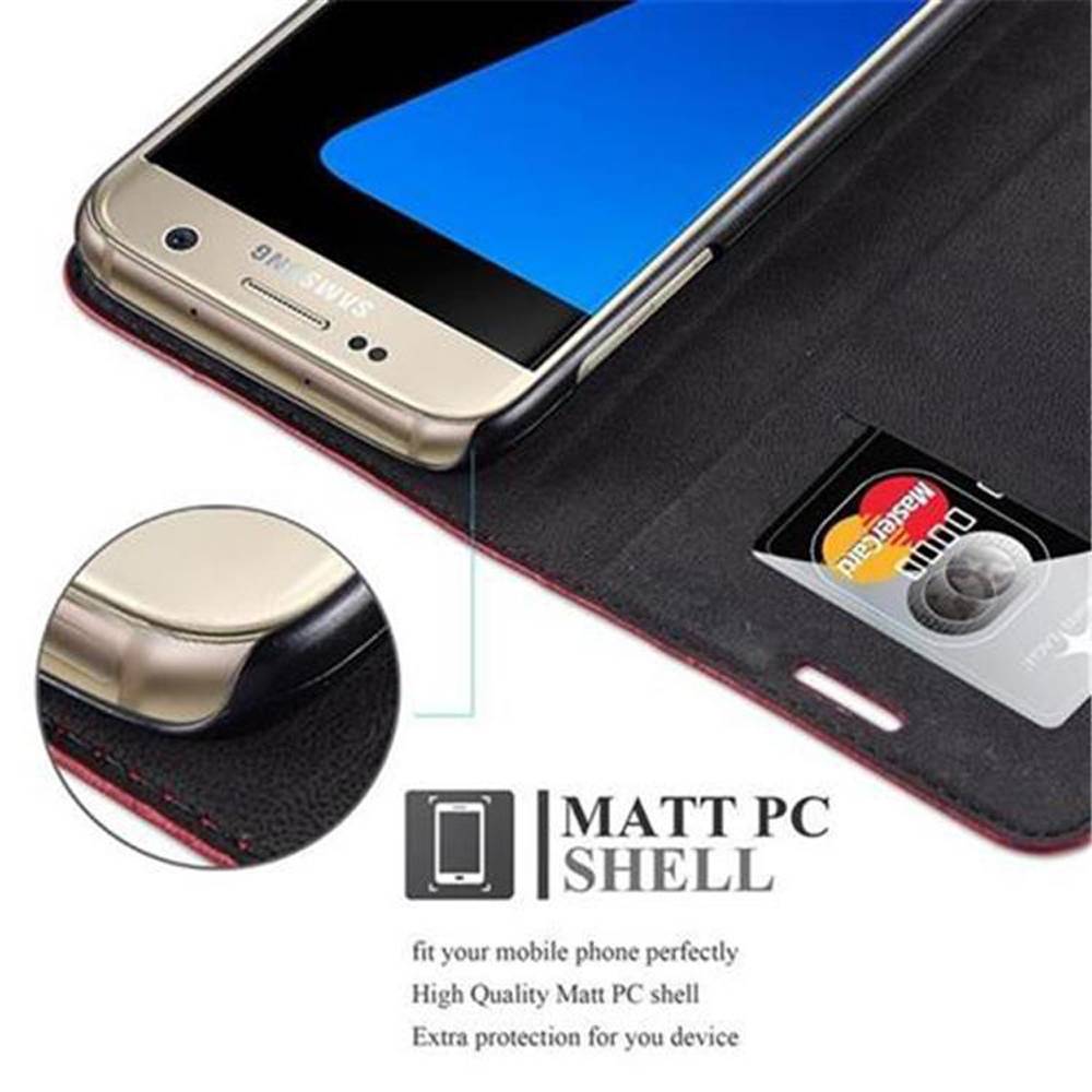 Cadorabo Hülle für Samsung Galaxy S7 Schutz Hülle in Rot Handyhülle Etui Case Cover Magnetverschluss