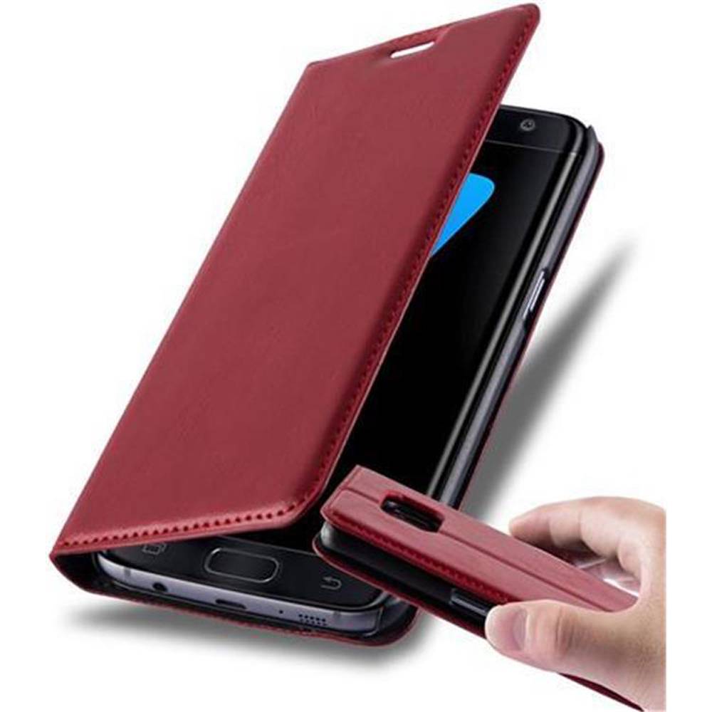 Cadorabo Hülle für Samsung Galaxy S7 EDGE Schutz Hülle in Rot Handyhülle Etui Case Cover Magnetverschluss