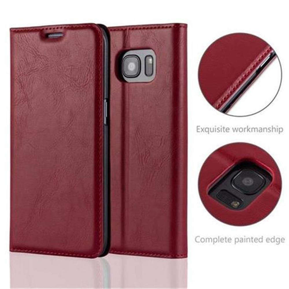 Cadorabo Hülle für Samsung Galaxy S7 EDGE Schutz Hülle in Rot Handyhülle Etui Case Cover Magnetverschluss
