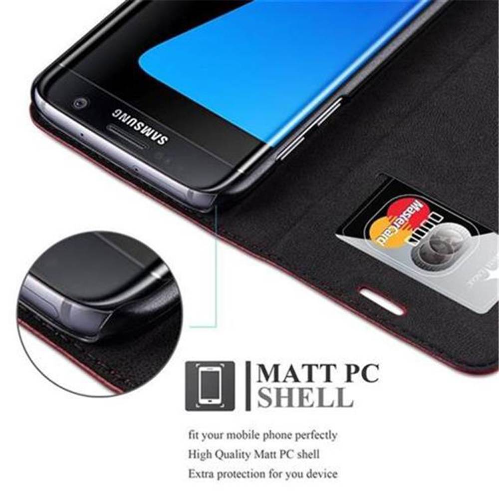 Cadorabo Hülle für Samsung Galaxy S7 EDGE Schutz Hülle in Rot Handyhülle Etui Case Cover Magnetverschluss