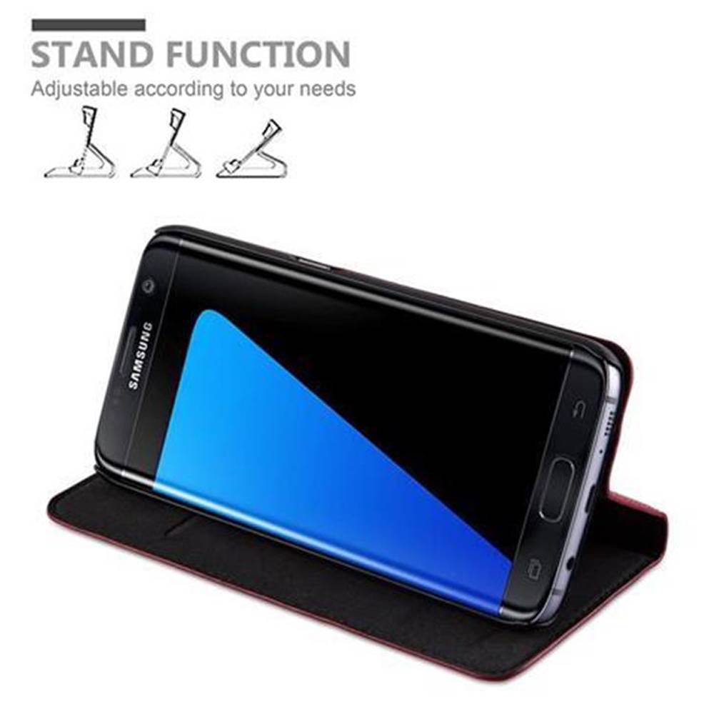 Cadorabo Hülle für Samsung Galaxy S7 EDGE Schutz Hülle in Rot Handyhülle Etui Case Cover Magnetverschluss