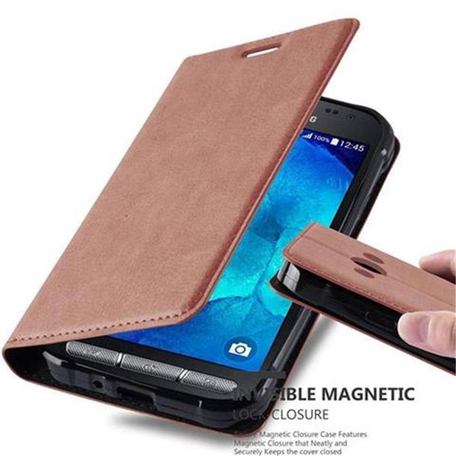 Cadorabo Hülle für Samsung Galaxy XCover 3 Schutz Hülle in Braun Handyhülle Etui Case Cover Magnetverschluss