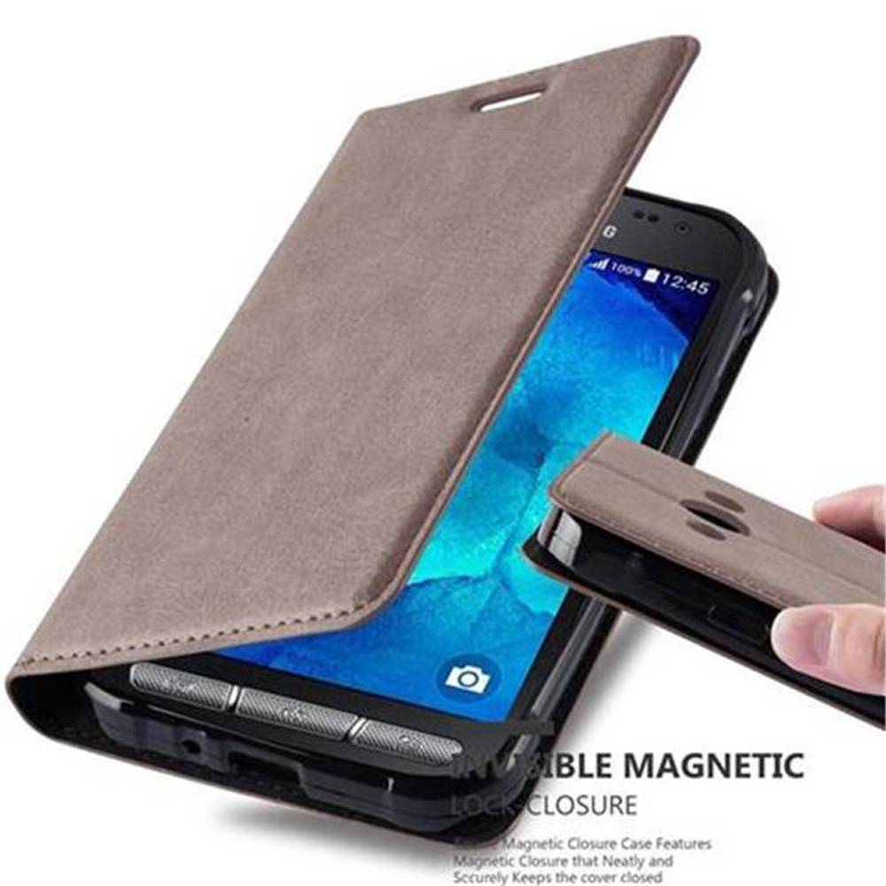 Cadorabo Hülle für Samsung Galaxy XCover 3 Schutz Hülle in Braun Handyhülle Etui Case Cover Magnetverschluss