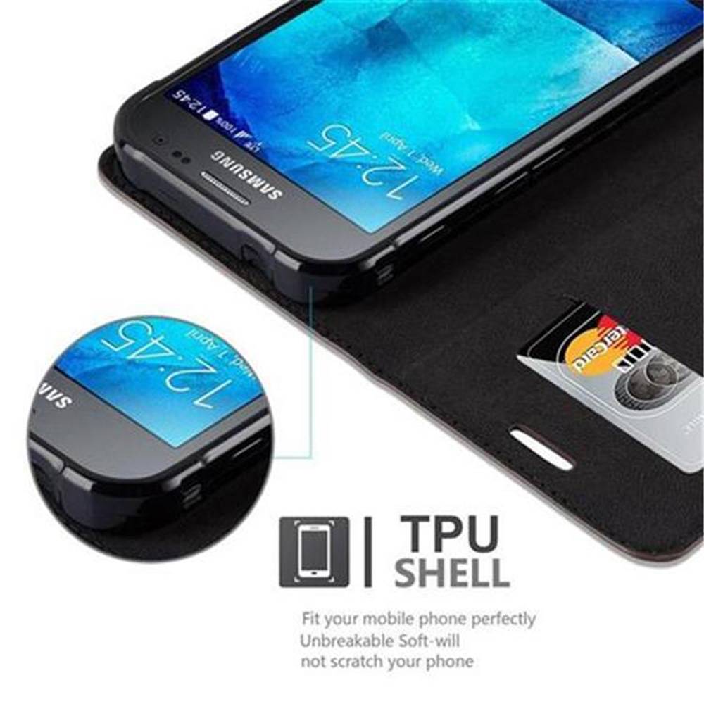 Cadorabo Hülle für Samsung Galaxy XCover 3 Schutz Hülle in Braun Handyhülle Etui Case Cover Magnetverschluss