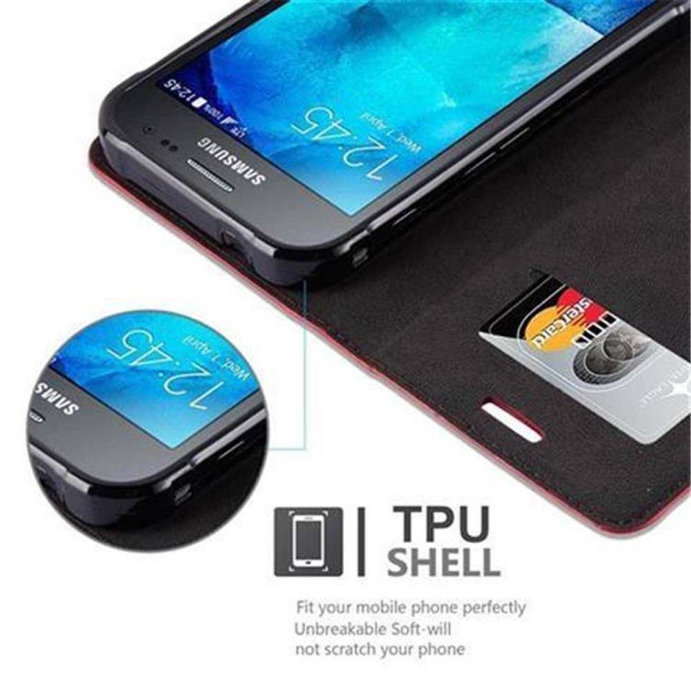 Cadorabo Hülle für Samsung Galaxy XCover 3 Schutz Hülle in Rot Handyhülle Etui Case Cover Magnetverschluss