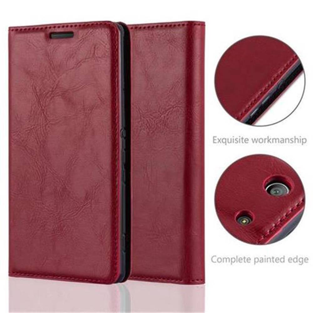 Cadorabo Hülle für Sony Xperia M5 Schutz Hülle in Rot Handyhülle Etui Case Cover Magnetverschluss