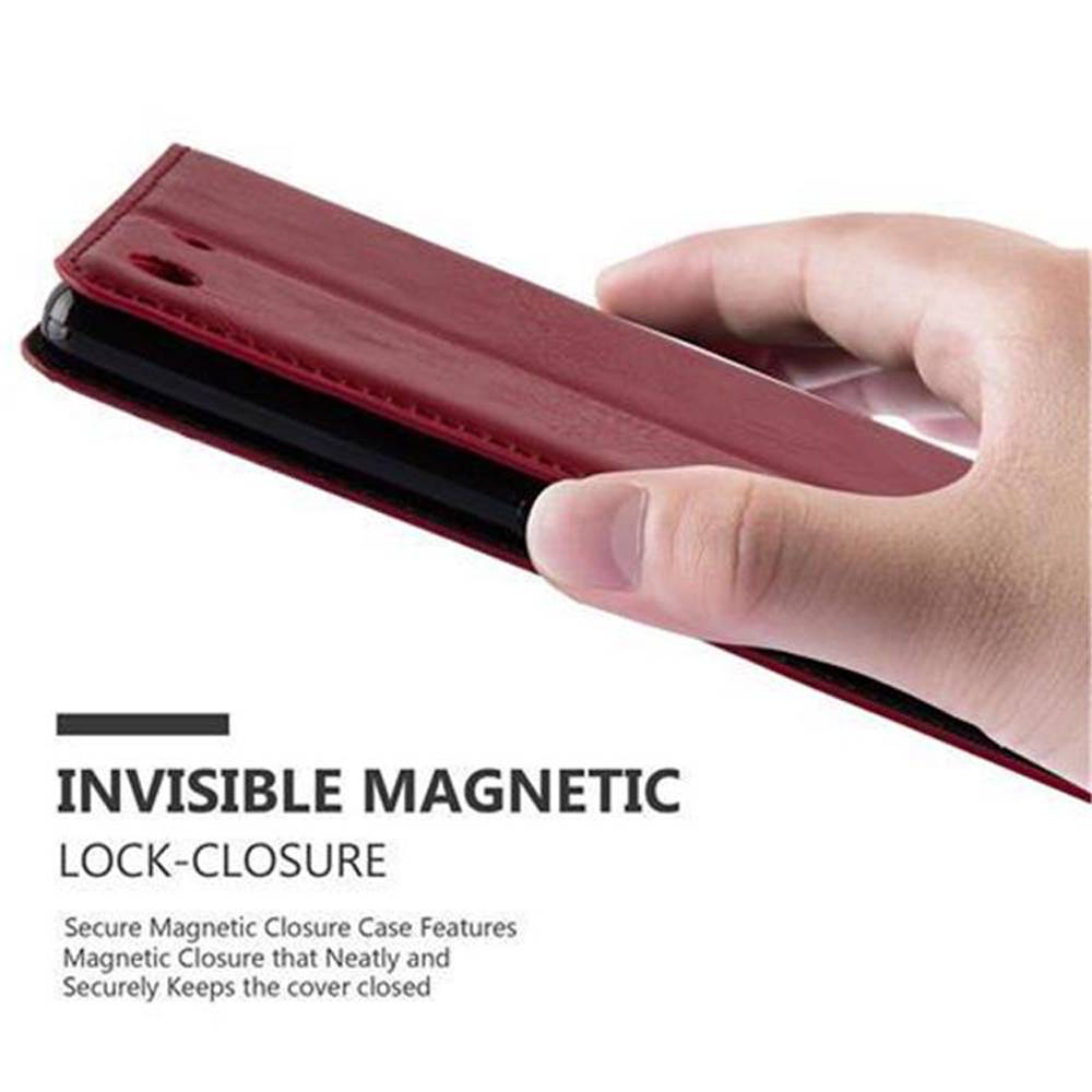 Cadorabo Hülle für Sony Xperia M5 Schutz Hülle in Rot Handyhülle Etui Case Cover Magnetverschluss