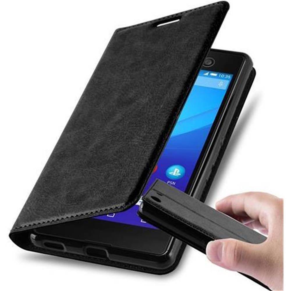 Cadorabo Hülle für Sony Xperia M5 Schutz Hülle in Schwarz Handyhülle Etui Case Cover Magnetverschluss