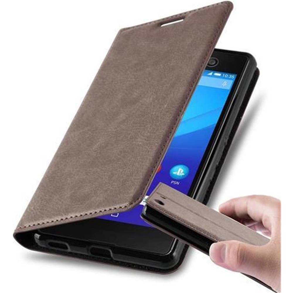 Cadorabo Hülle für Sony Xperia M5 Schutz Hülle in Braun Handyhülle Etui Case Cover Magnetverschluss