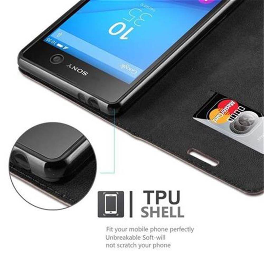 Cadorabo Hülle für Sony Xperia M5 Schutz Hülle in Braun Handyhülle Etui Case Cover Magnetverschluss