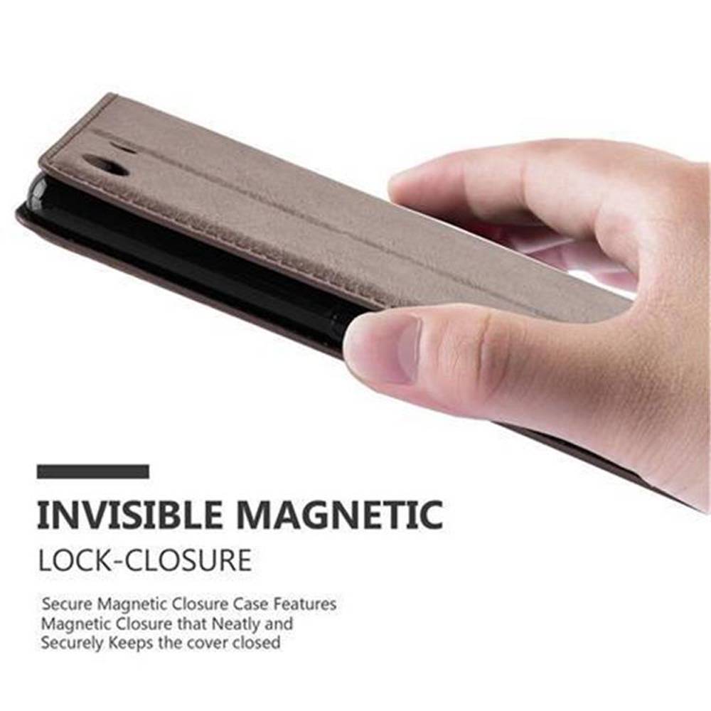 Cadorabo Hülle für Sony Xperia M5 Schutz Hülle in Braun Handyhülle Etui Case Cover Magnetverschluss