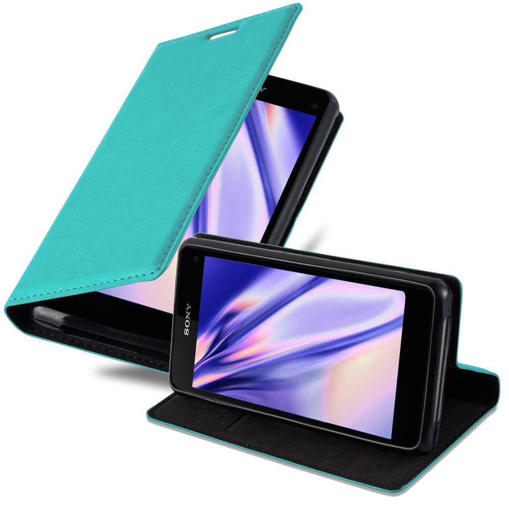 Cadorabo Hülle für Sony Xperia Z1 COMPACT Schutz Hülle in Türkis Handyhülle Etui Case Cover Magnetverschluss