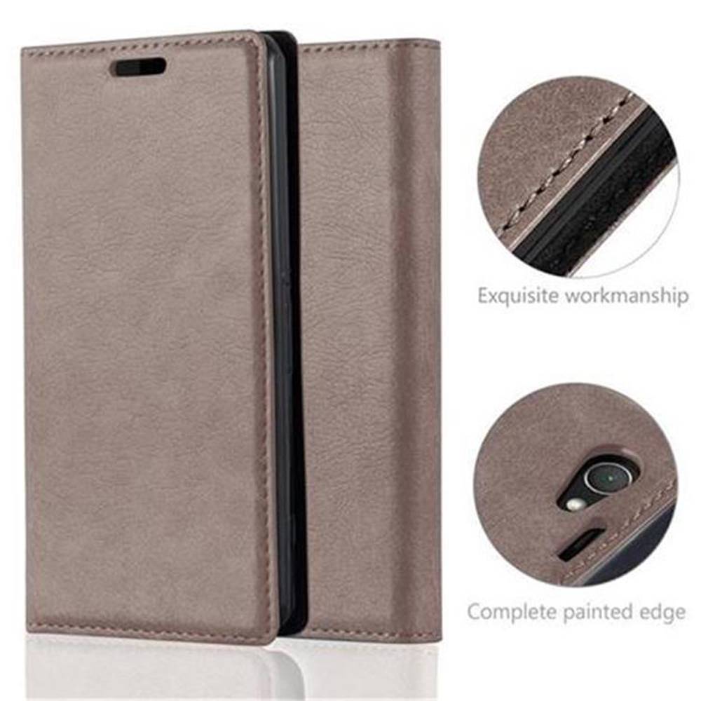 Cadorabo Hülle für Sony Xperia Z1 COMPACT Schutz Hülle in Braun Handyhülle Etui Case Cover Magnetverschluss