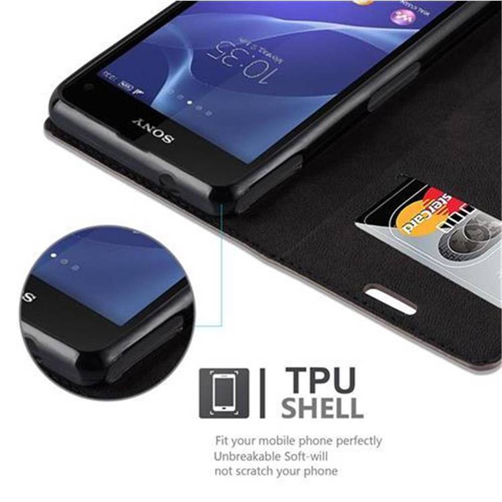 Cadorabo Hülle für Sony Xperia Z1 COMPACT Schutz Hülle in Braun Handyhülle Etui Case Cover Magnetverschluss