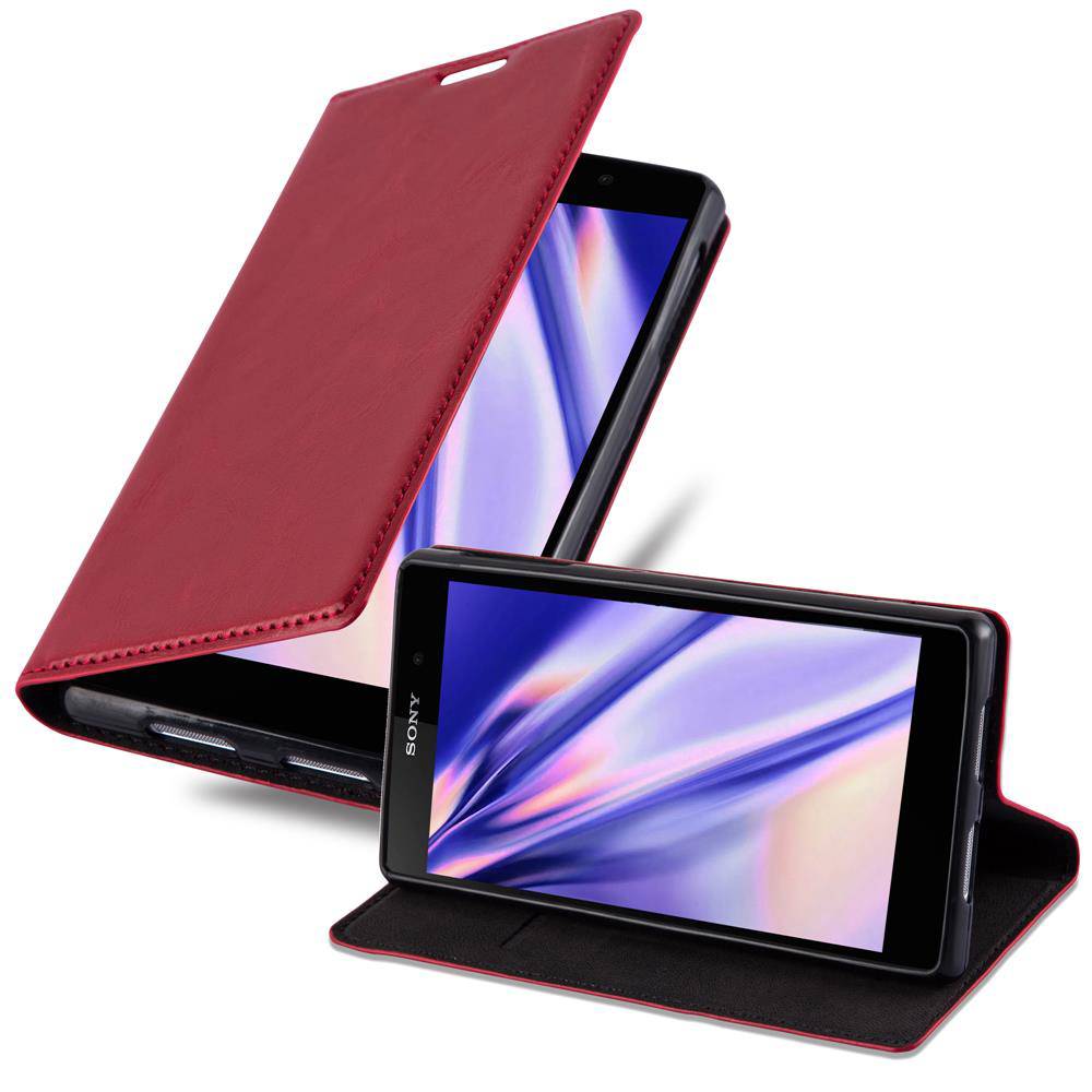 Cadorabo Hülle für Sony Xperia Z1 Schutz Hülle in Rot Handyhülle Etui Case Cover Magnetverschluss