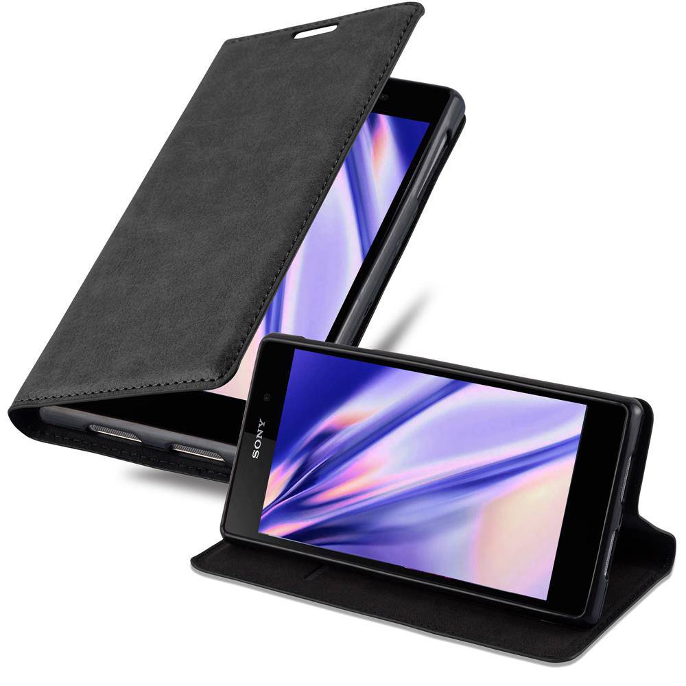 Cadorabo Hülle für Sony Xperia Z1 Schutz Hülle in Schwarz Handyhülle Etui Case Cover Magnetverschluss