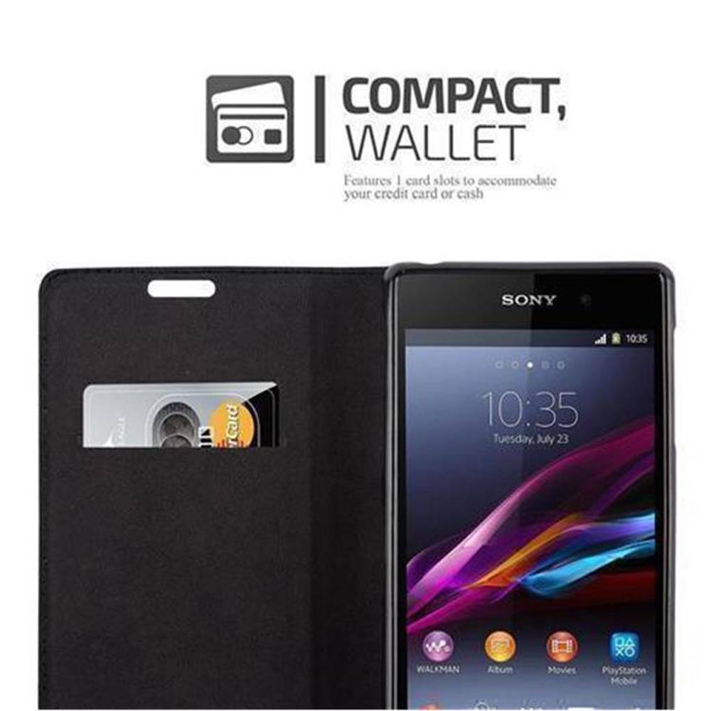 Cadorabo Hülle für Sony Xperia Z1 Schutz Hülle in Schwarz Handyhülle Etui Case Cover Magnetverschluss