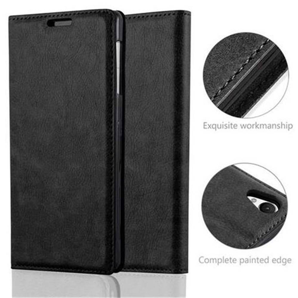 Cadorabo Hülle für Sony Xperia Z1 Schutz Hülle in Schwarz Handyhülle Etui Case Cover Magnetverschluss