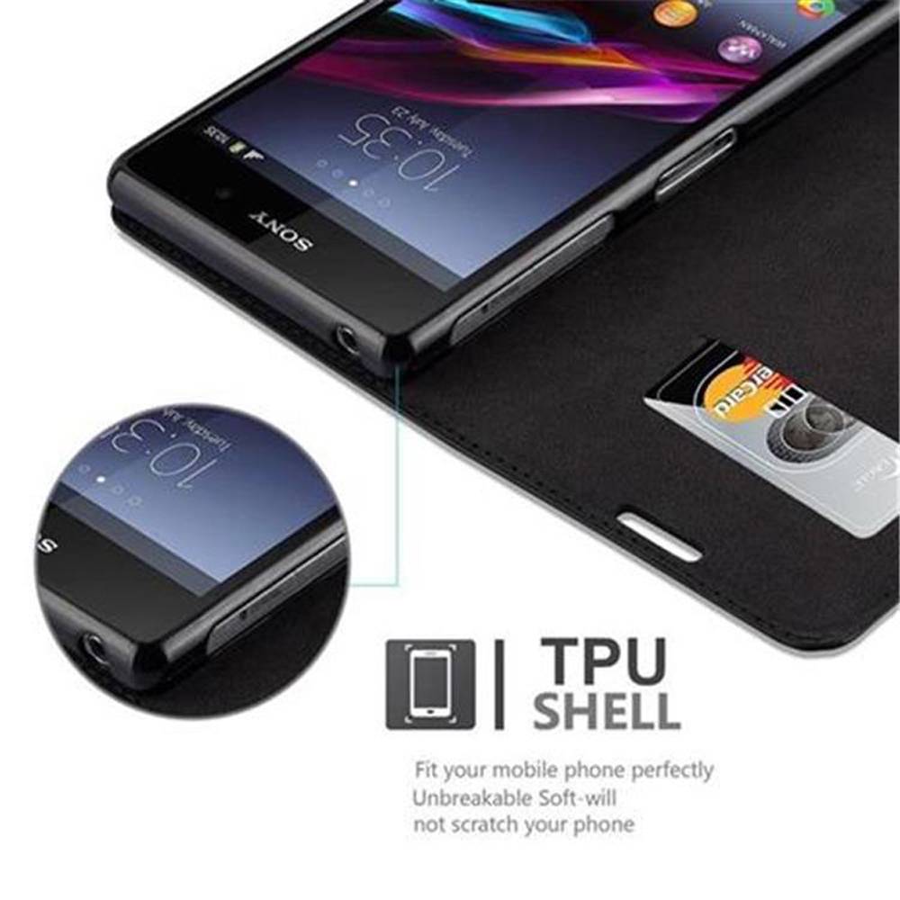 Cadorabo Hülle für Sony Xperia Z1 Schutz Hülle in Schwarz Handyhülle Etui Case Cover Magnetverschluss