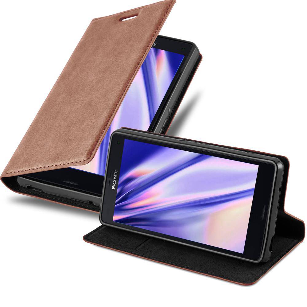 Cadorabo Hülle für Sony Xperia Z3 COMPACT Schutz Hülle in Braun Handyhülle Etui Case Cover Magnetverschluss