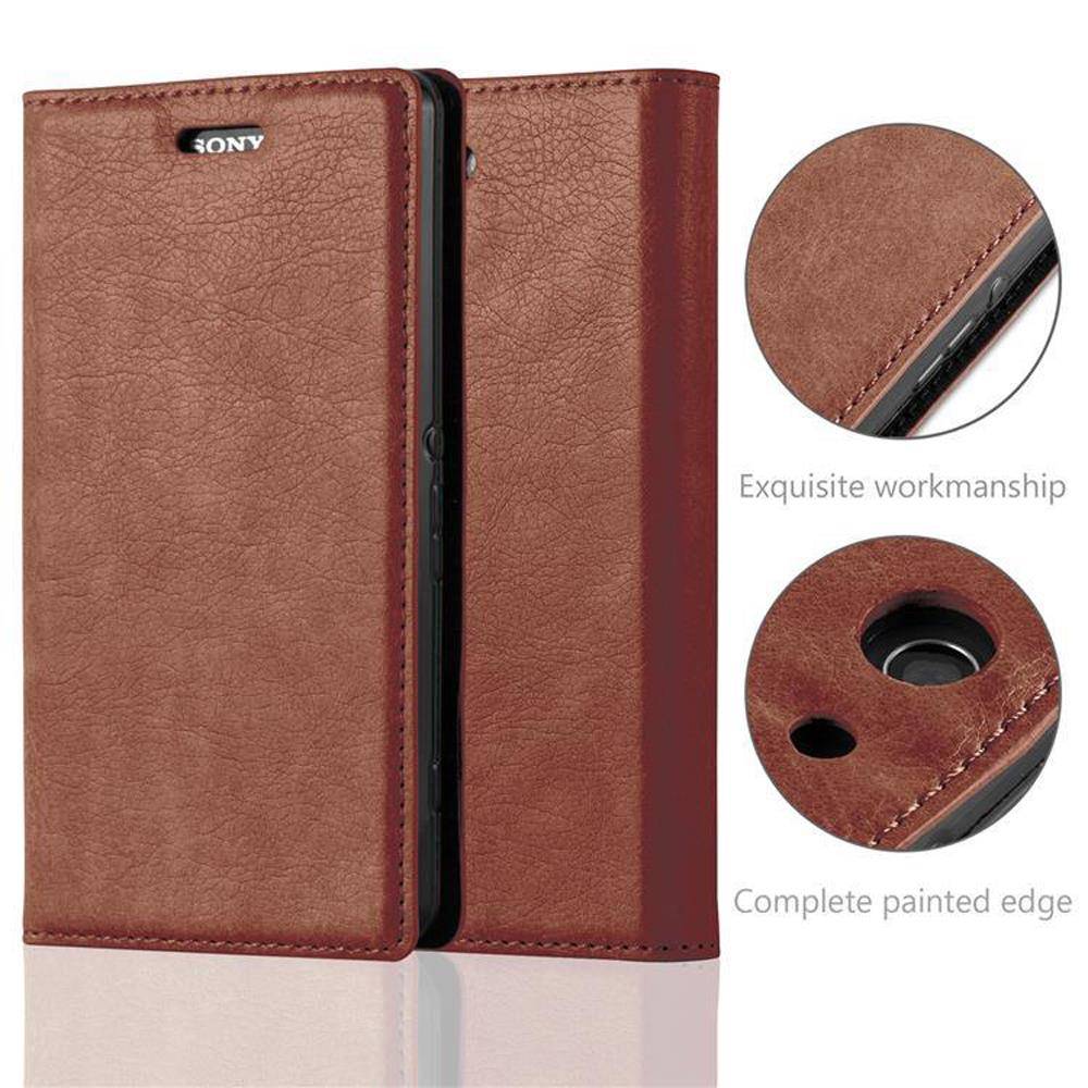 Cadorabo Hülle für Sony Xperia Z3 COMPACT Schutz Hülle in Braun Handyhülle Etui Case Cover Magnetverschluss