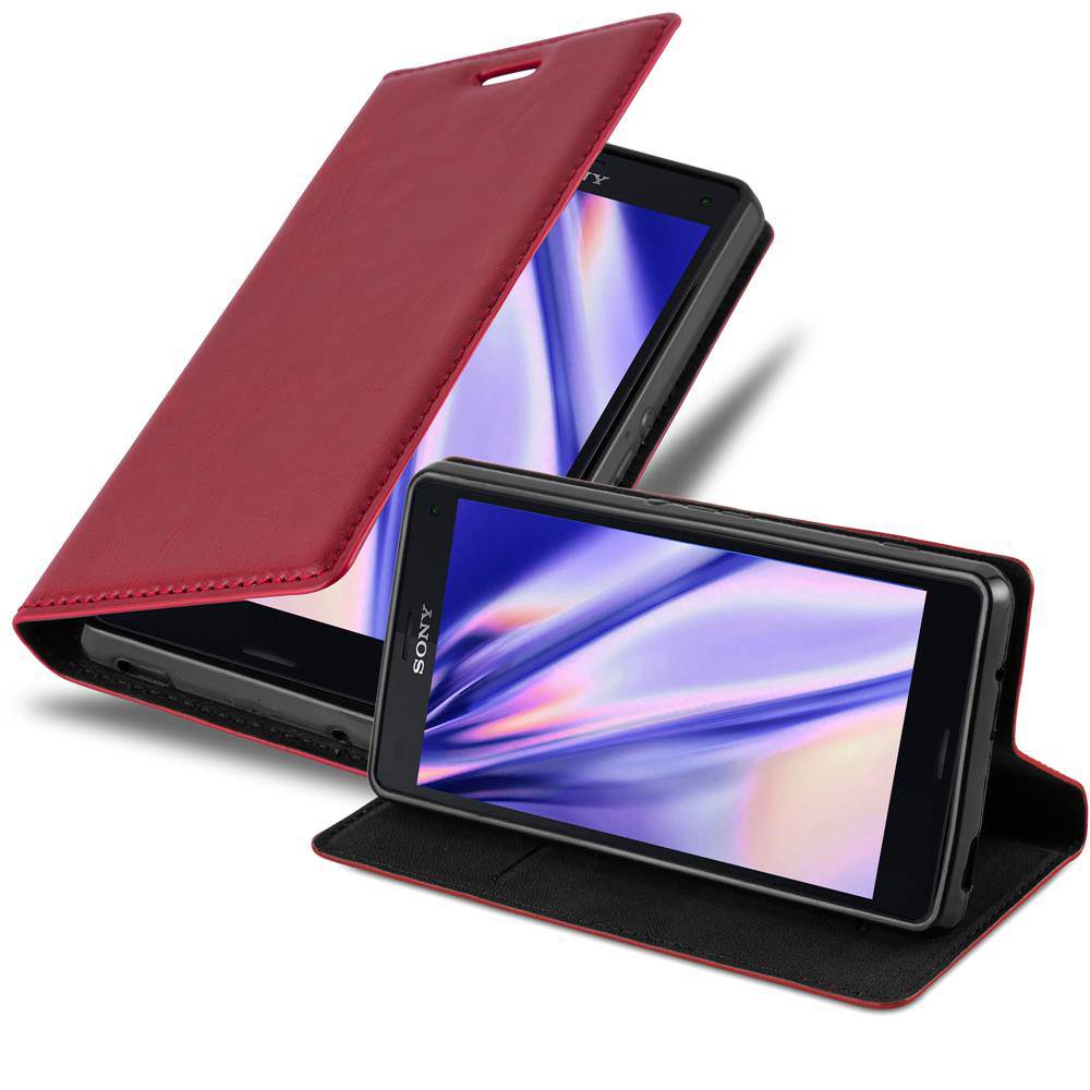 Cadorabo Hülle für Sony Xperia Z3 COMPACT Schutz Hülle in Rot Handyhülle Etui Case Cover Magnetverschluss