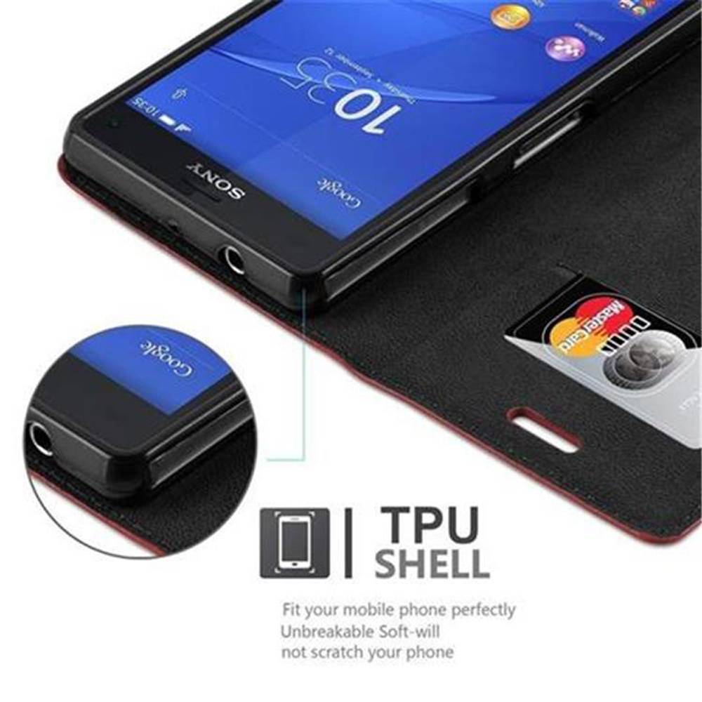 Cadorabo Hülle für Sony Xperia Z3 COMPACT Schutz Hülle in Rot Handyhülle Etui Case Cover Magnetverschluss