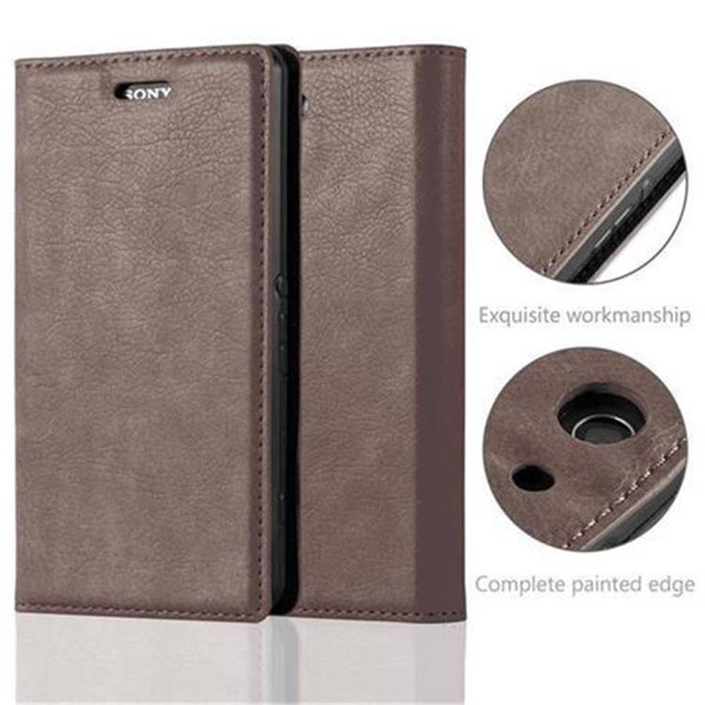 Cadorabo Hülle für Sony Xperia Z3 COMPACT Schutz Hülle in Braun Handyhülle Etui Case Cover Magnetverschluss