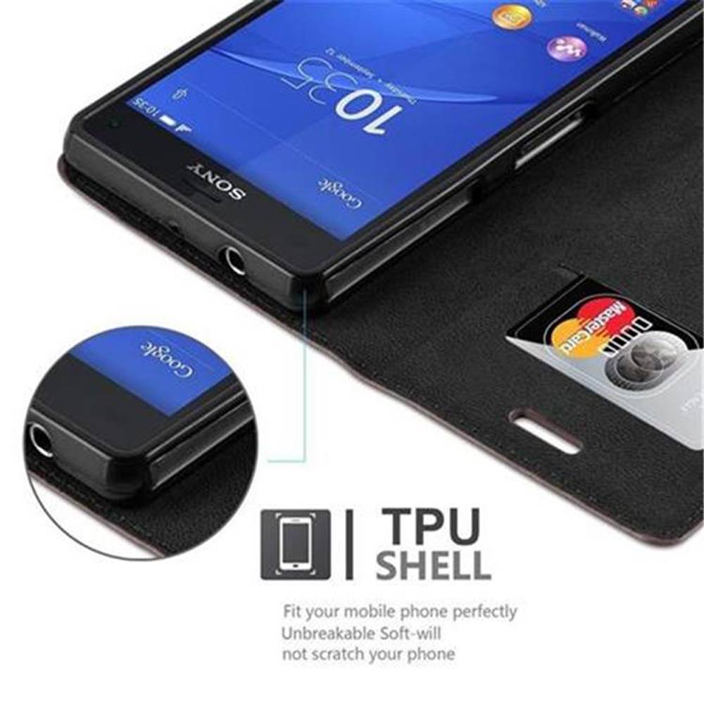 Cadorabo Hülle für Sony Xperia Z3 COMPACT Schutz Hülle in Braun Handyhülle Etui Case Cover Magnetverschluss