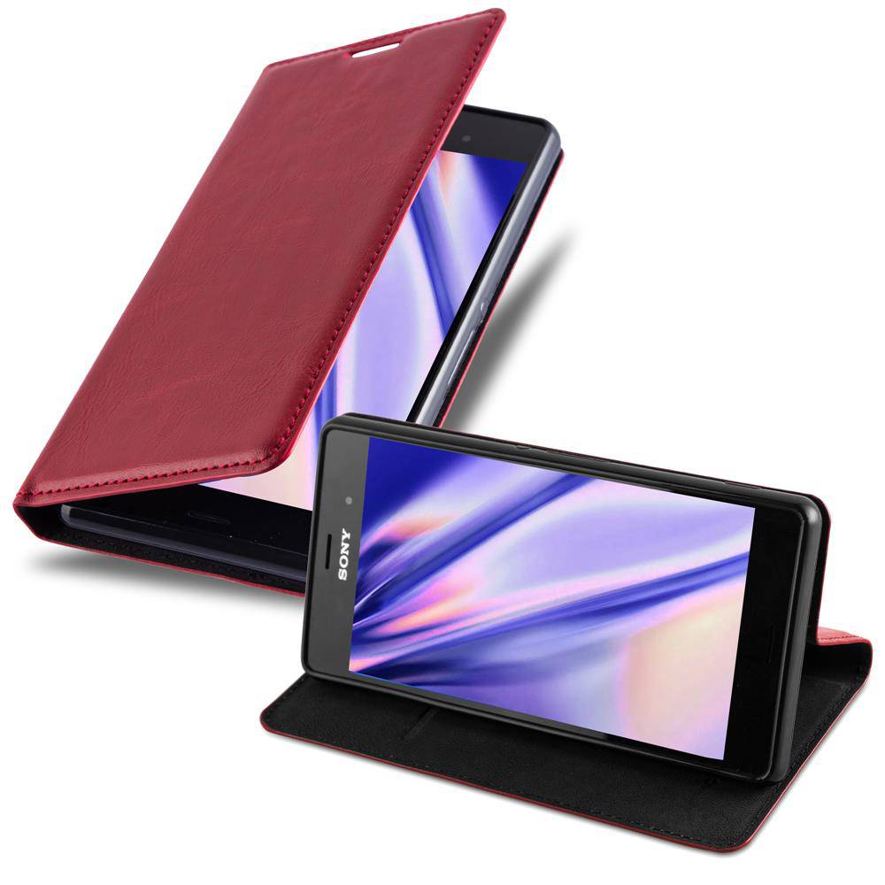 Cadorabo Hülle für Sony Xperia Z3 Schutz Hülle in Rot Handyhülle Etui Case Cover Magnetverschluss