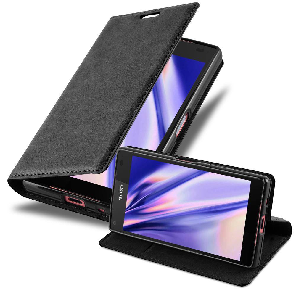 Cadorabo Hülle für Sony Xperia Z5 COMPACT Schutz Hülle in Schwarz Handyhülle Etui Case Cover Magnetverschluss