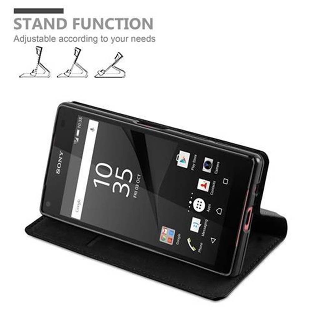 Cadorabo Hülle für Sony Xperia Z5 COMPACT Schutz Hülle in Schwarz Handyhülle Etui Case Cover Magnetverschluss