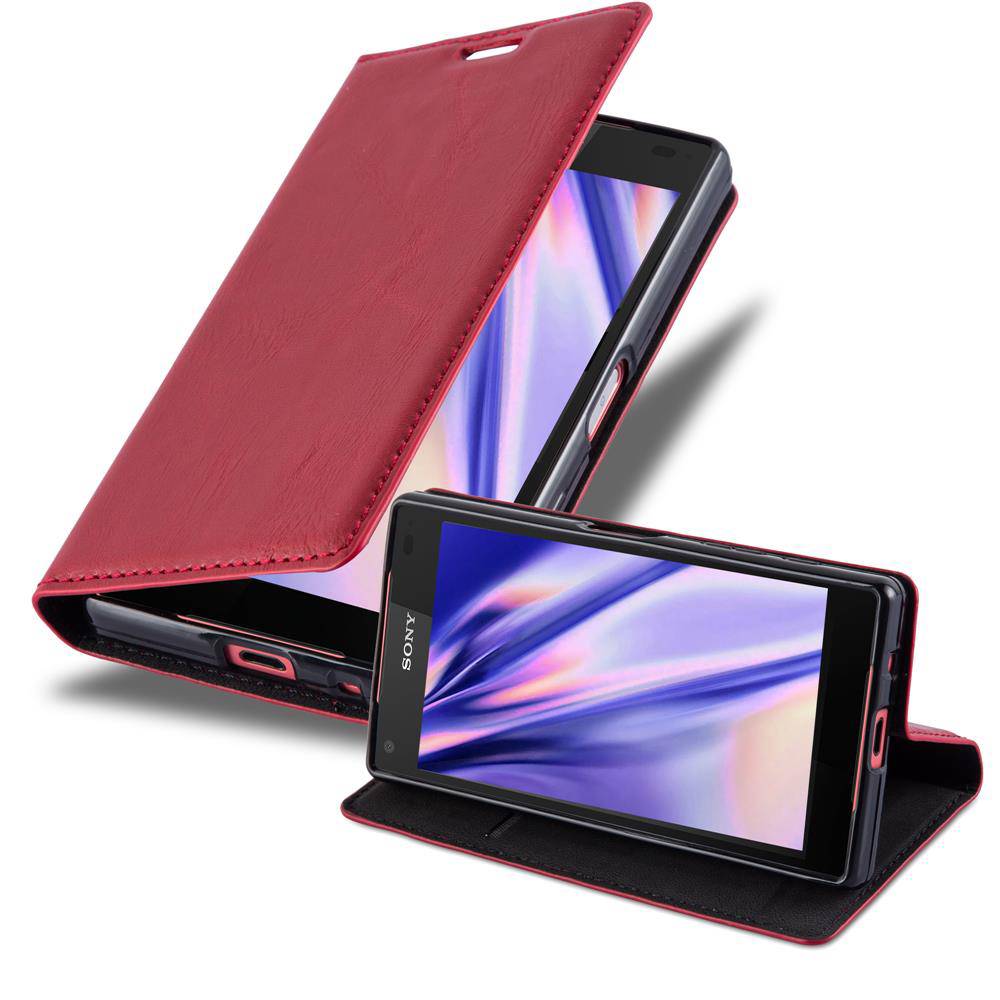 Cadorabo Hülle für Sony Xperia Z5 COMPACT Schutz Hülle in Rot Handyhülle Etui Case Cover Magnetverschluss
