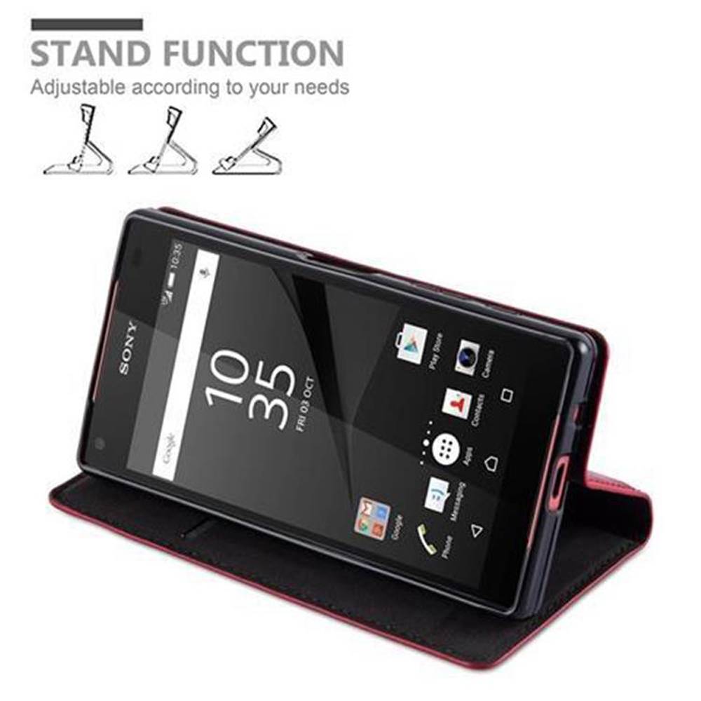 Cadorabo Hülle für Sony Xperia Z5 COMPACT Schutz Hülle in Rot Handyhülle Etui Case Cover Magnetverschluss