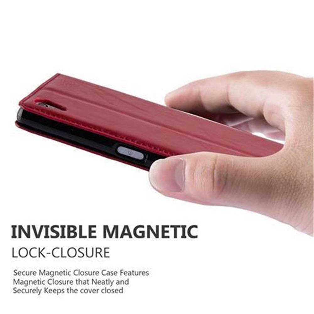 Cadorabo Hülle für Sony Xperia Z5 Schutz Hülle in Rot Handyhülle Etui Case Cover Magnetverschluss