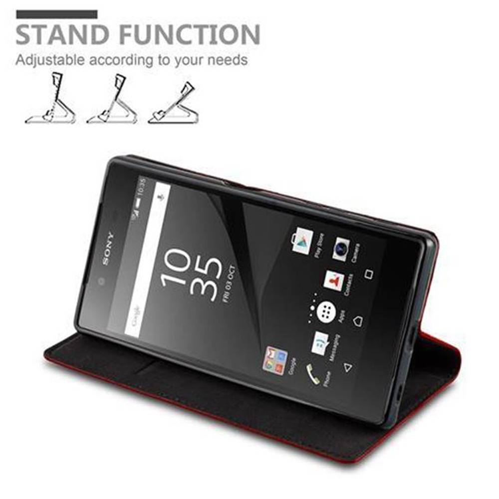 Cadorabo Hülle für Sony Xperia Z5 Schutz Hülle in Rot Handyhülle Etui Case Cover Magnetverschluss