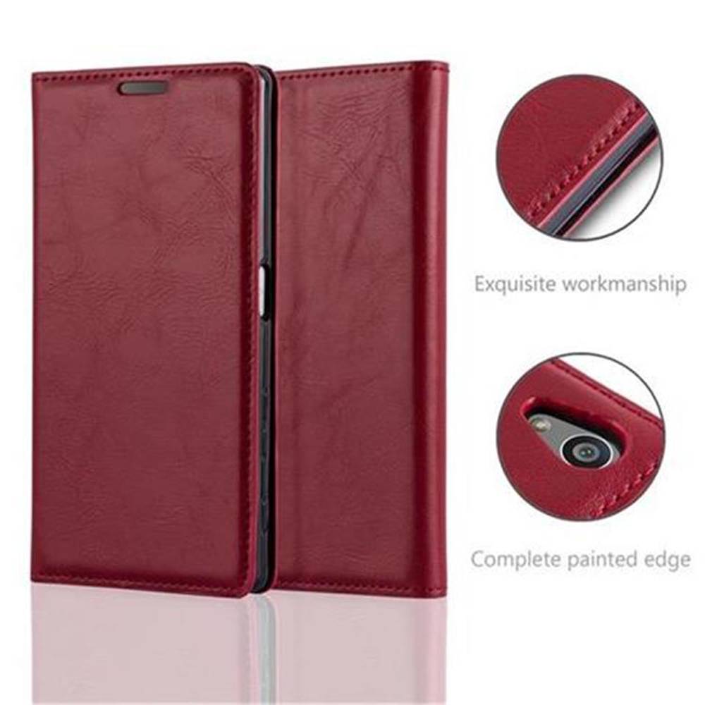 Cadorabo Hülle für Sony Xperia Z5 Schutz Hülle in Rot Handyhülle Etui Case Cover Magnetverschluss