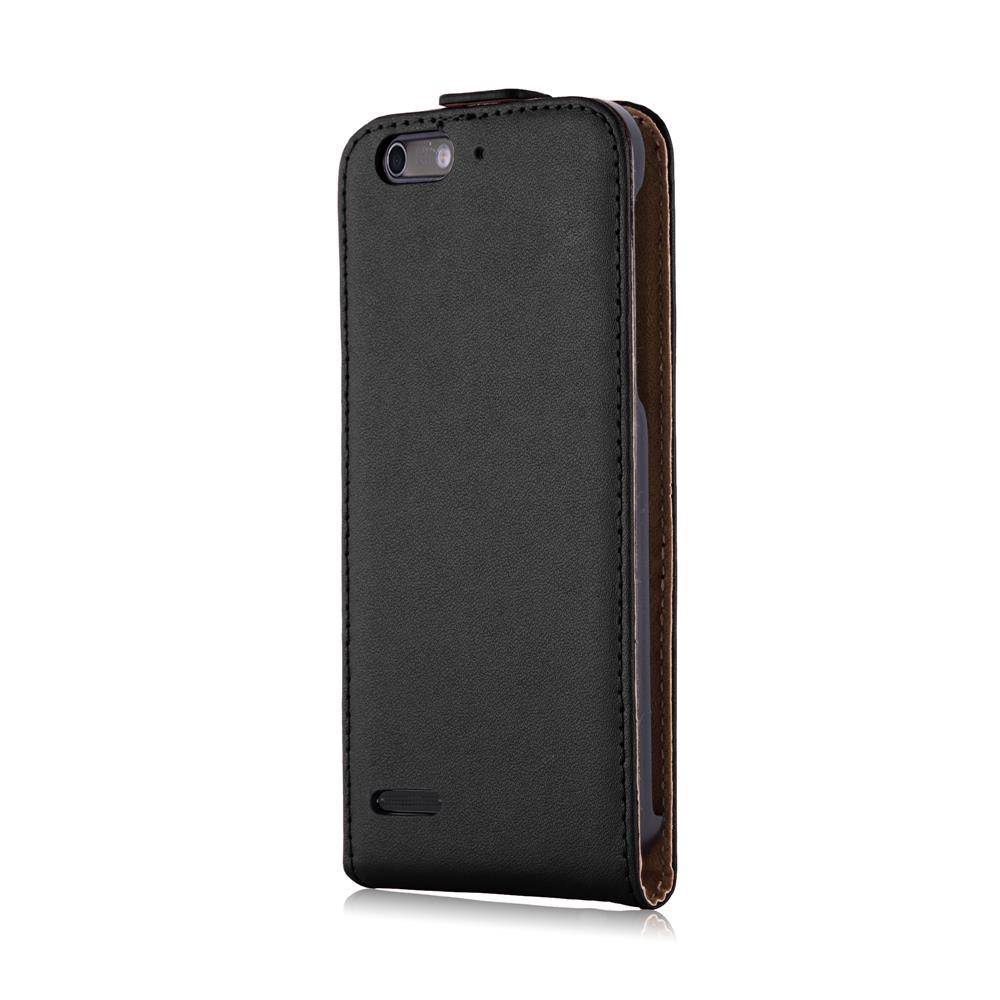 Cadorabo Hülle für Huawei P6 MINI Schutzhülle in Schwarz Flip Handyhülle Case Cover Etui Kunstleder