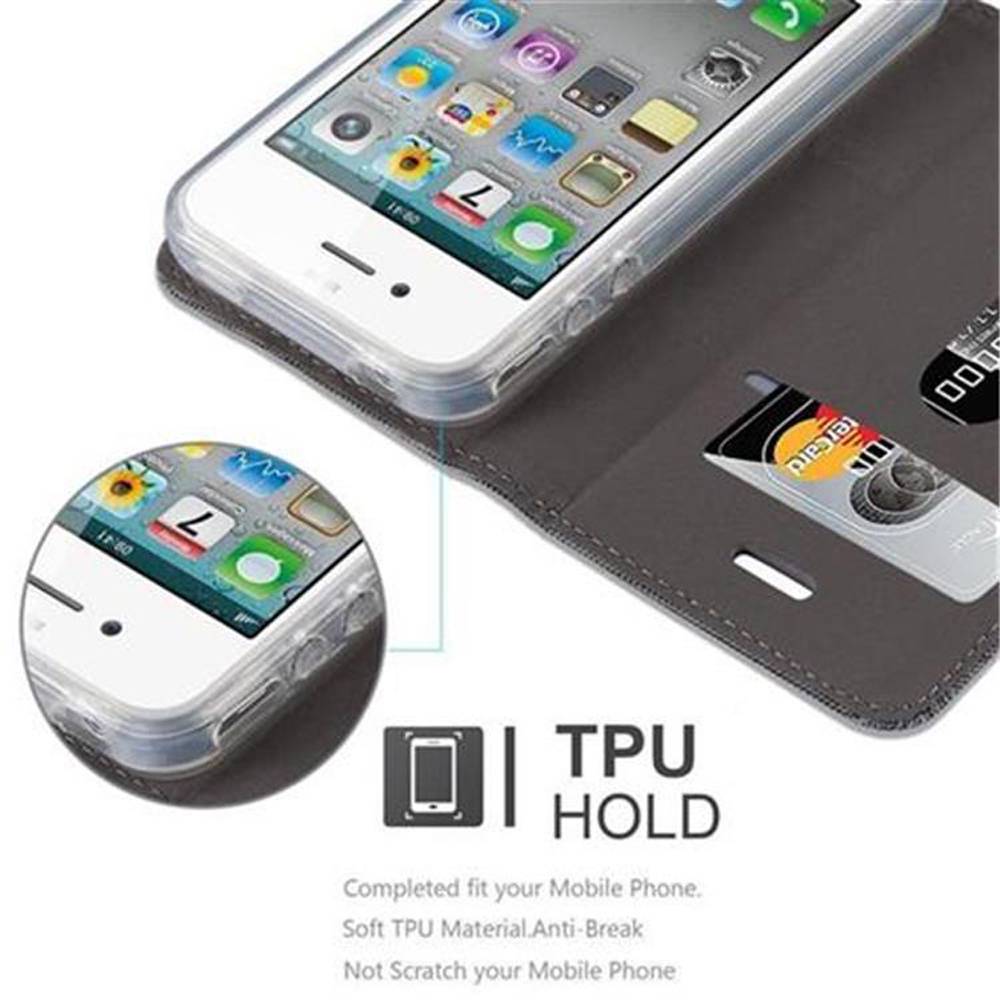 Cadorabo Hülle für Apple iPhone 4 / 4S Schutzhülle in Grau Handy Hülle Etui Book Case Cover