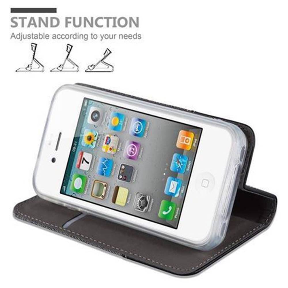 Cadorabo Hülle für Apple iPhone 4 / 4S Schutzhülle in Grau Handy Hülle Etui Book Case Cover