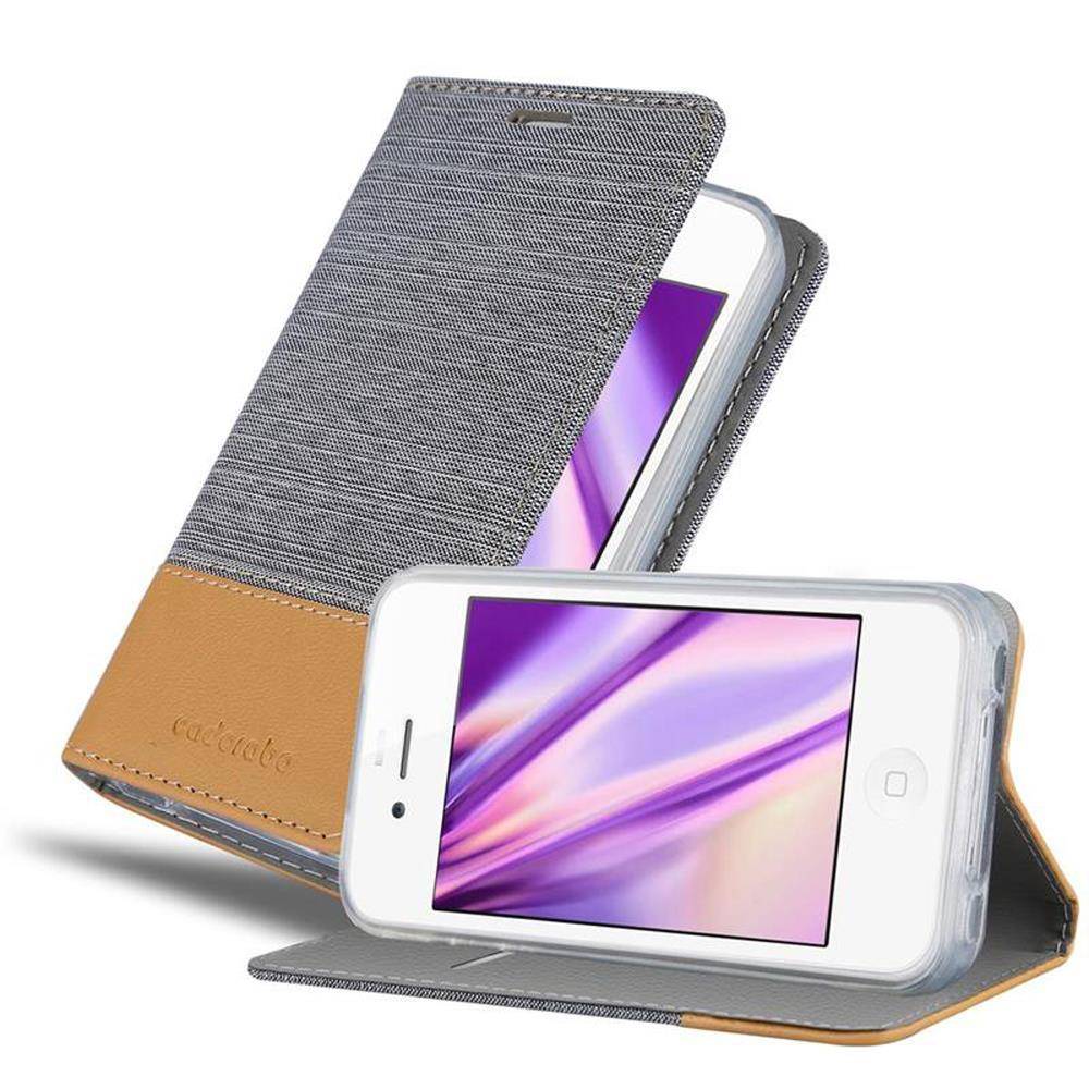 Cadorabo Hülle für Apple iPhone 4 / 4S Schutzhülle in Grau Handy Hülle Etui Book Case Cover
