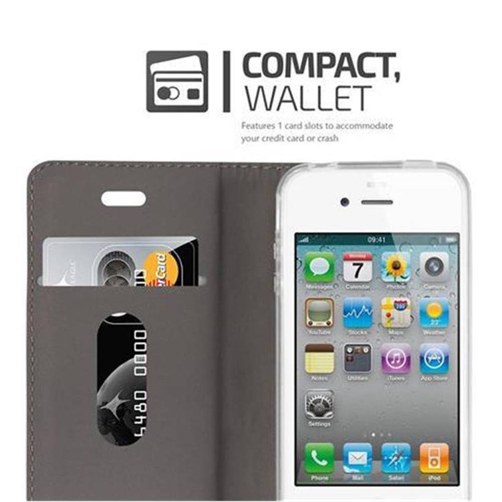 Cadorabo Hülle für Apple iPhone 4 / 4S Schutzhülle in Grau Handy Hülle Etui Book Case Cover