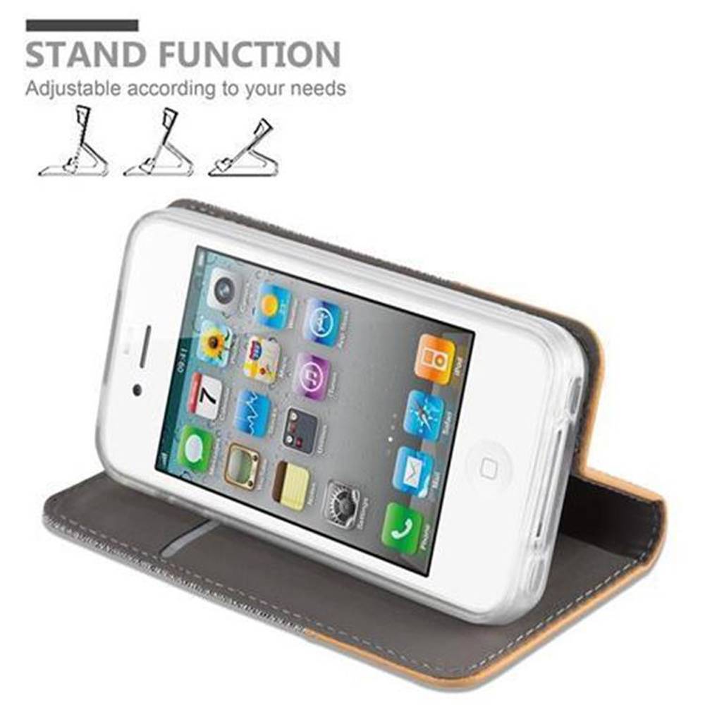 Cadorabo Hülle für Apple iPhone 4 / 4S Schutzhülle in Grau Handy Hülle Etui Book Case Cover